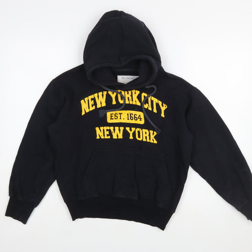 RS USA INC Womens Black XS Pullover Hoodie New York City Graphic Cotton Blend