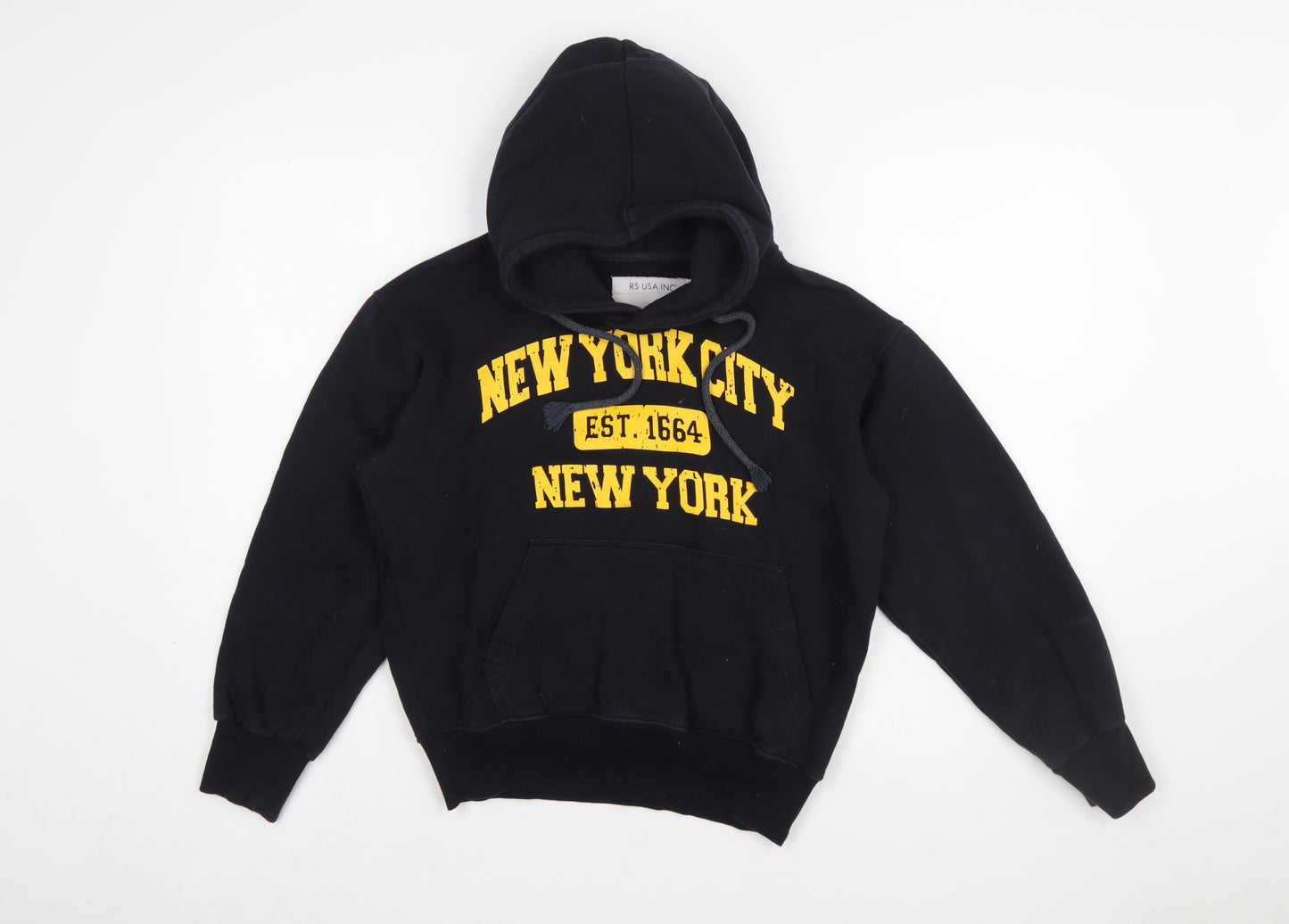 RS USA INC Womens Black XS Pullover Hoodie New York City Graphic Cotton Blend