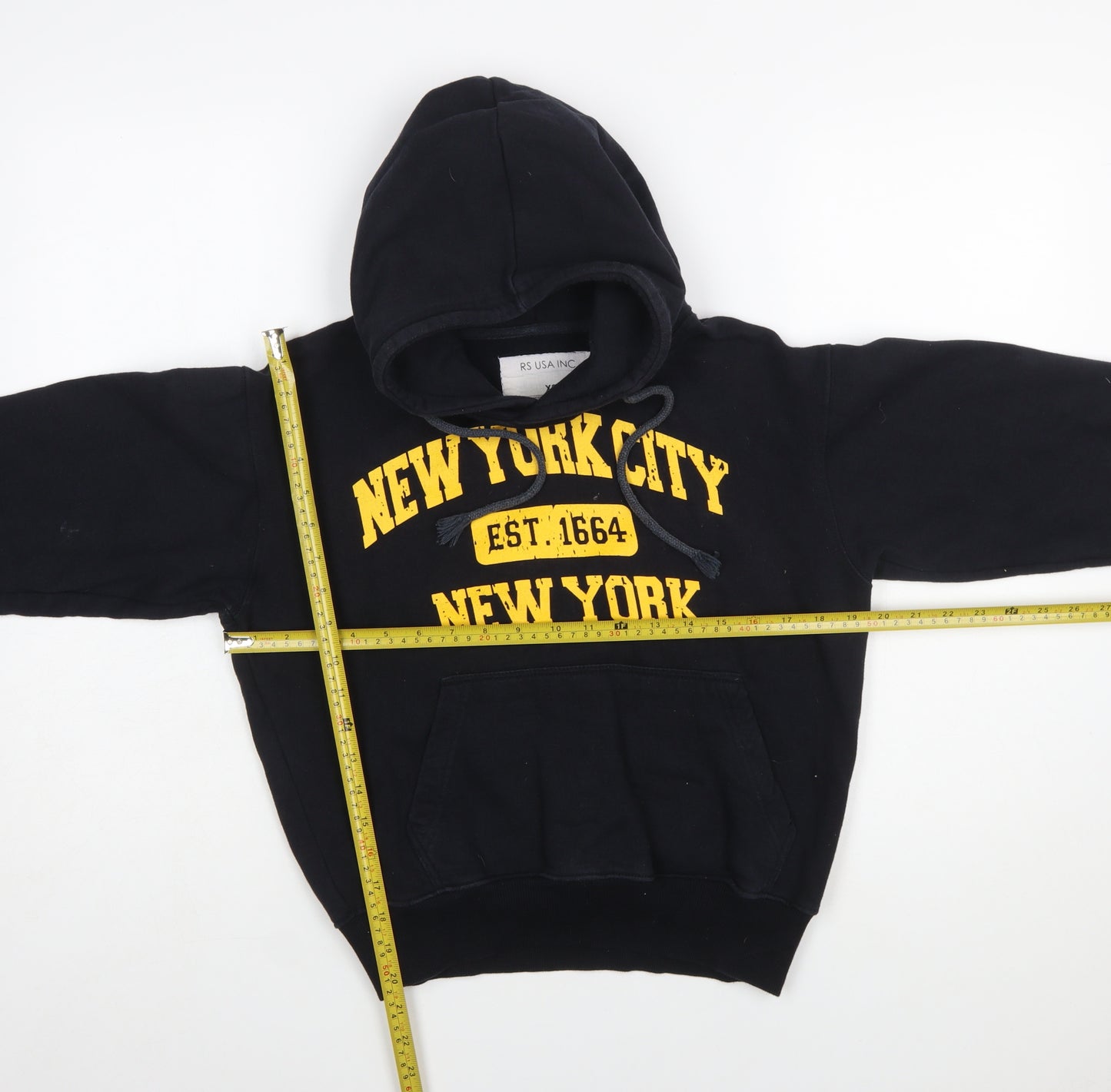 RS USA INC Womens Black XS Pullover Hoodie New York City Graphic Cotton Blend