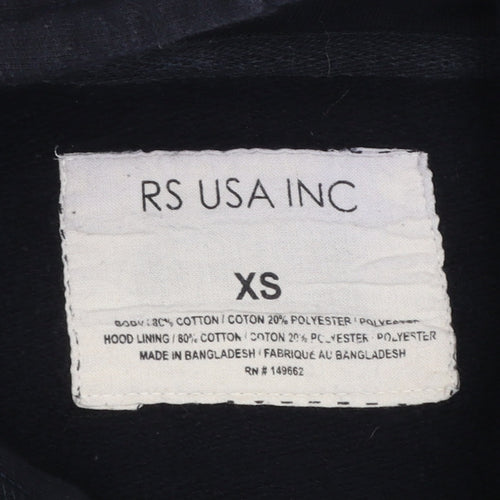 RS USA INC Womens Black XS Pullover Hoodie New York City Graphic Cotton Blend