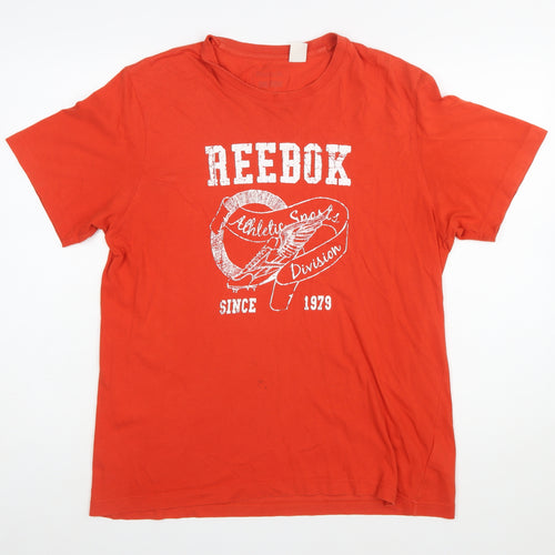 Reebok Men's Red Graphic Regular Fit Cotton T-Shirt Size L