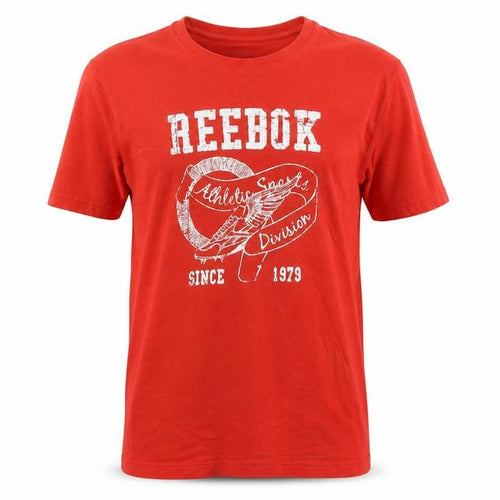Reebok Men's Red Graphic Regular Fit Cotton T-Shirt Size L