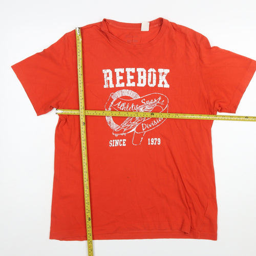 Reebok Men's Red Graphic Regular Fit Cotton T-Shirt Size L