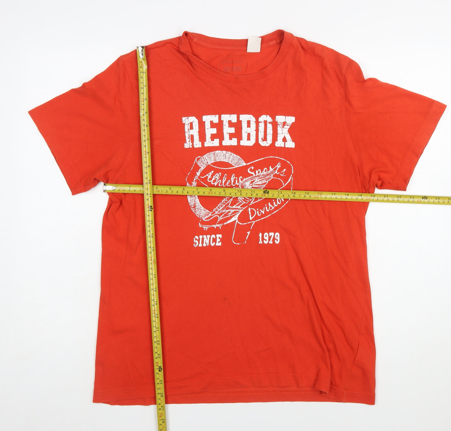 Reebok Men's Red Graphic Regular Fit Cotton T-Shirt Size L
