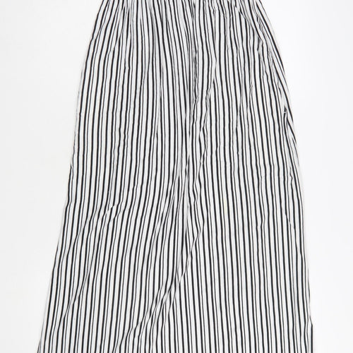Next Women Black White Striped Cotton Maxi Dress Size 6