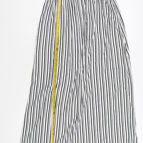 Next Women Black White Striped Cotton Maxi Dress Size 6