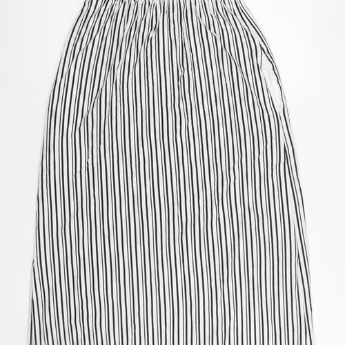 Next Women Black White Striped Cotton Maxi Dress Size 6