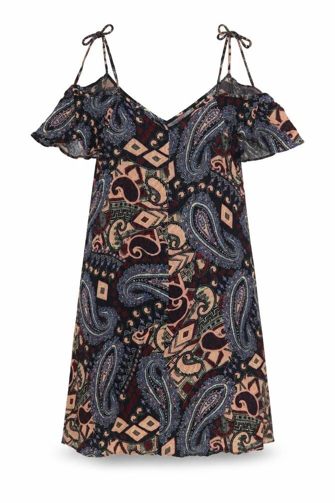 Front view of River Island women’s multicoloured, size UK 8, paisley slip dress