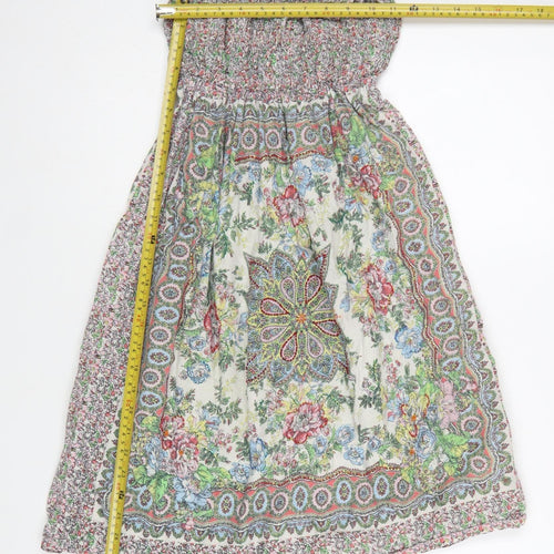 New Look Women’s Multicoloured Floral Strapless Cotton Dress Size 8