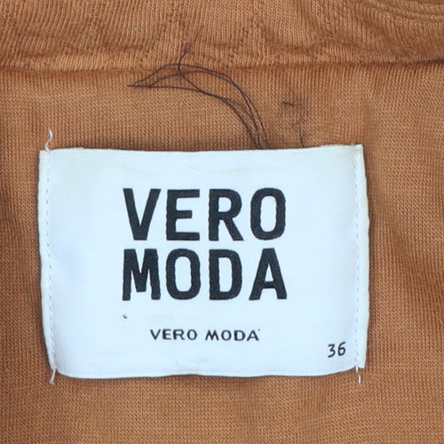 Vero Moda Women Brown Quilted Double-Breasted Blazer Size 8