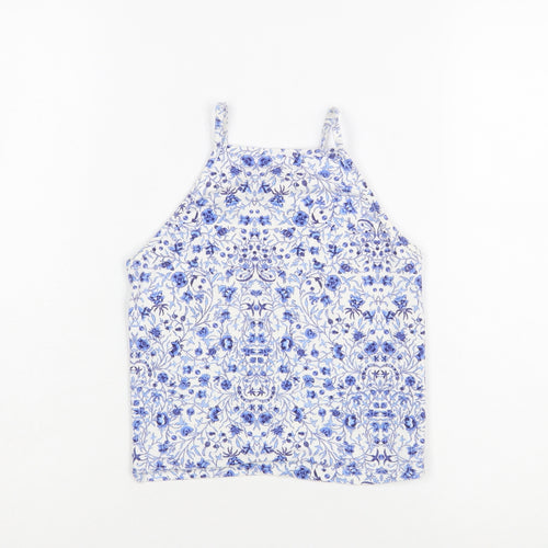 Miss Selfridge Women Blue Floral Halter Camisole Tank Top UK 8