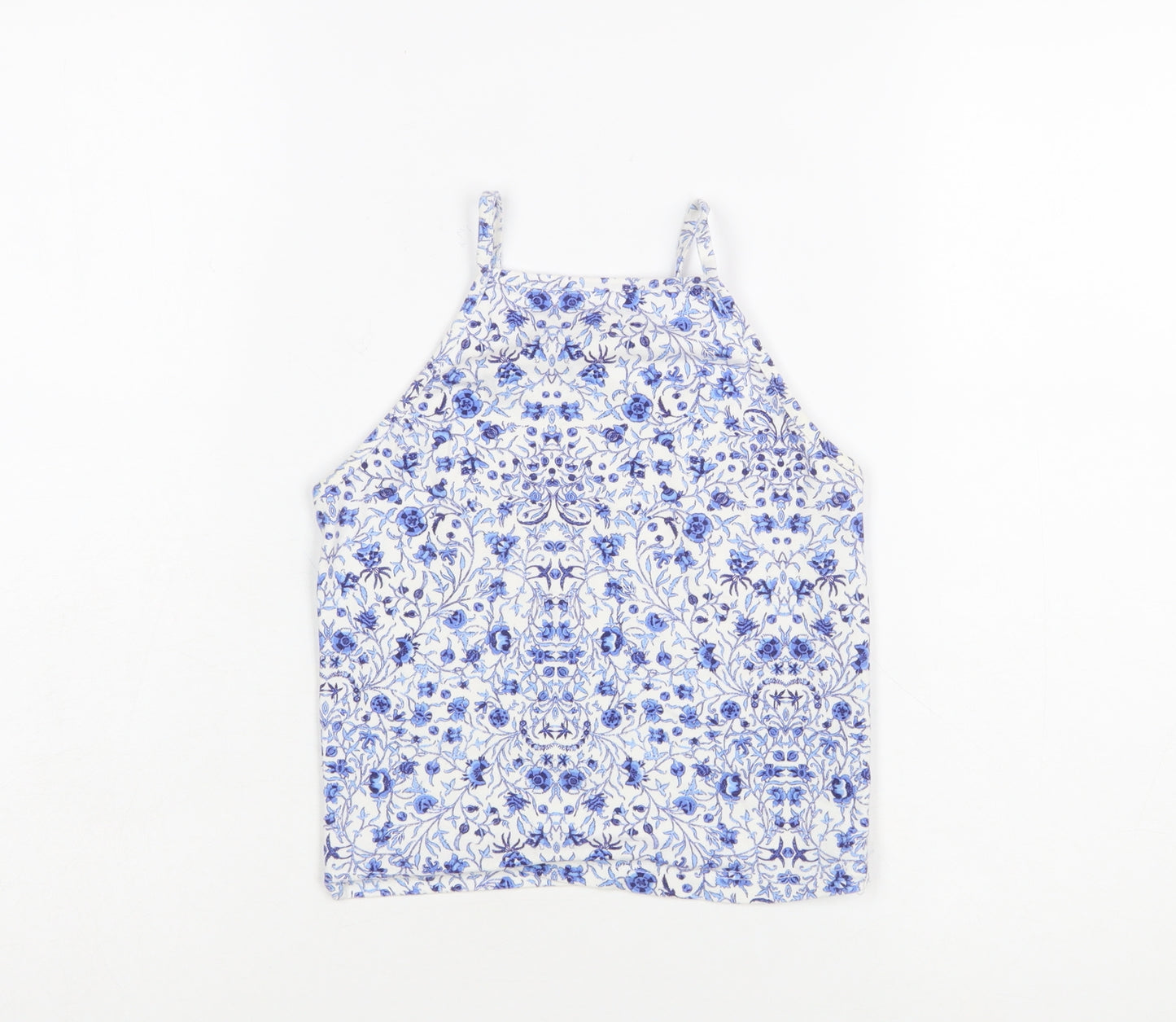Miss Selfridge Women Blue Floral Halter Camisole Tank Top UK 8