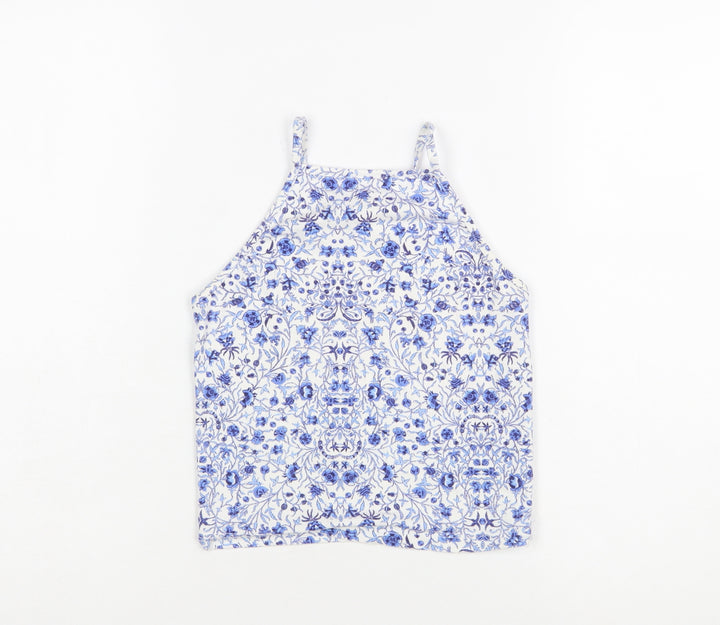 Miss Selfridge Women Blue Floral Halter Camisole Tank Top UK 8