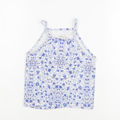 Miss Selfridge Women Blue Floral Halter Camisole Tank Top UK 8