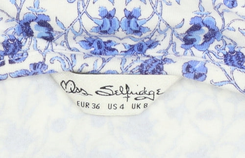 Miss Selfridge Women Blue Floral Halter Camisole Tank Top UK 8