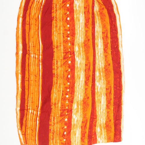 Berkertex Women Orange Striped Viscose Knee Length Skirt Size 18