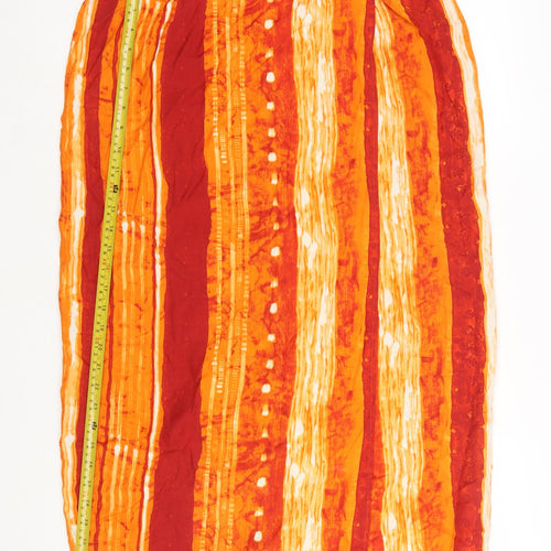Berkertex Women Orange Striped Viscose Knee Length Skirt Size 18