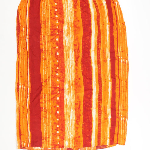 Berkertex Women Orange Striped Viscose Knee Length Skirt Size 18