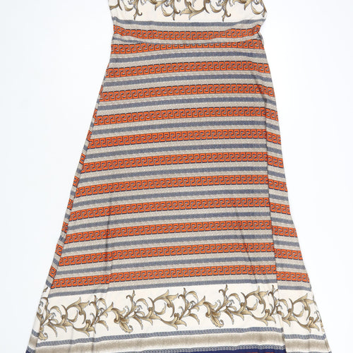 Yabisi Fashion Womens Multicoloured Geometric Sleeveless A-Line Midi Dress M
