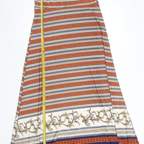 Yabisi Fashion Womens Multicoloured Geometric Sleeveless A-Line Midi Dress M