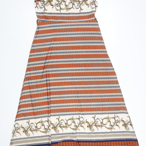 Yabisi Fashion Womens Multicoloured Geometric Sleeveless A-Line Midi Dress M