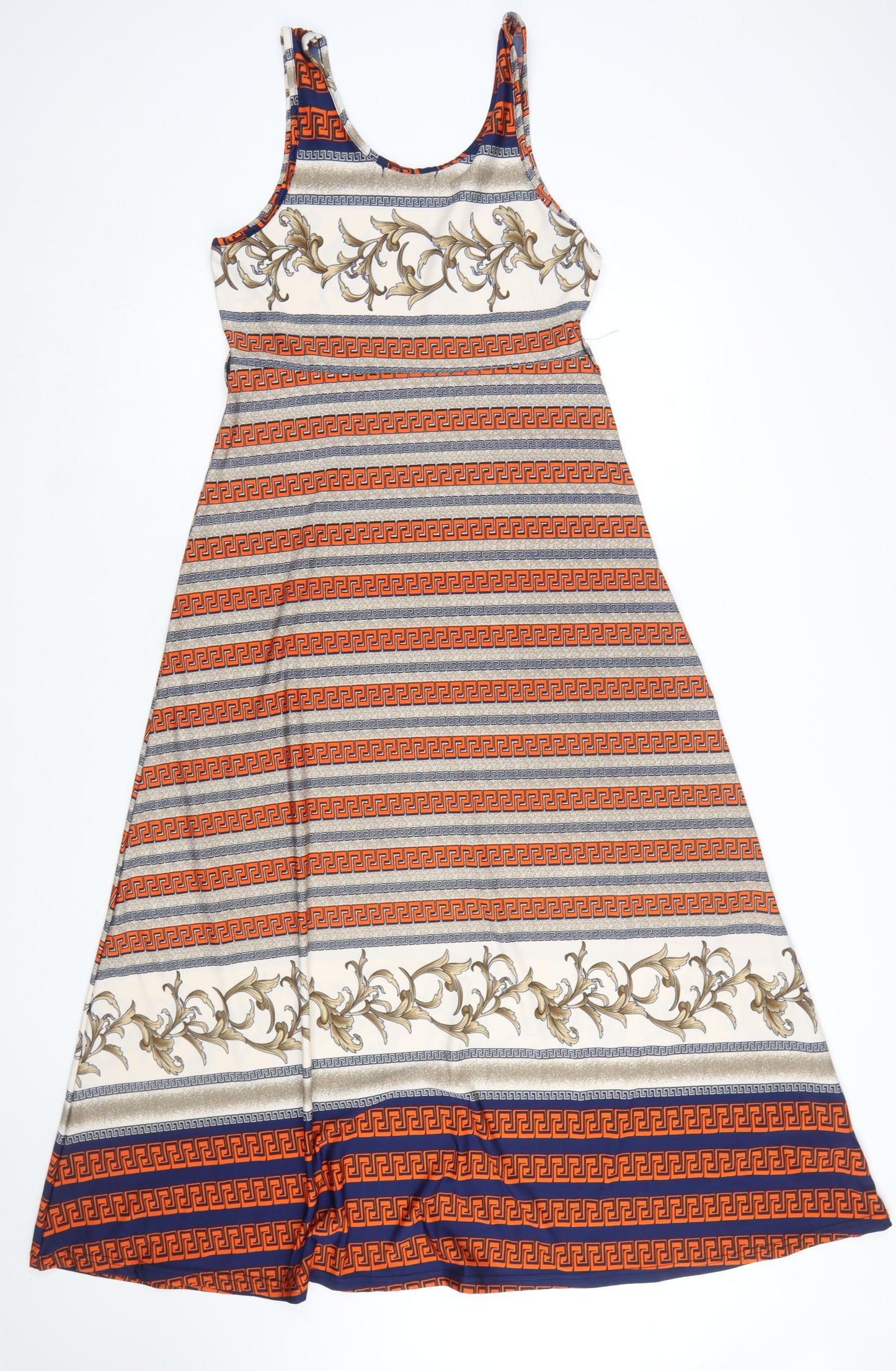 Yabisi Fashion Womens Multicoloured Geometric Sleeveless A-Line Midi Dress M