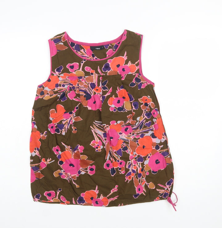 Next Women's Multicoloured Floral Cotton Sleeveless Tunic Top Size 8