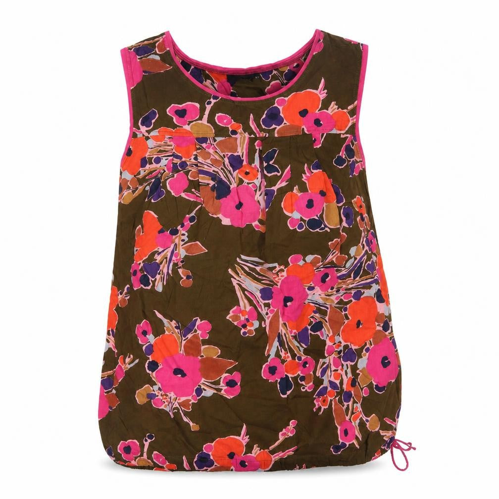 Front view of Next Women's Multicoloured Floral Cotton Sleeveless Tunic Top, size 8