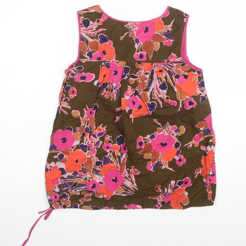 Next Women's Multicoloured Floral Cotton Sleeveless Tunic Top Size 8