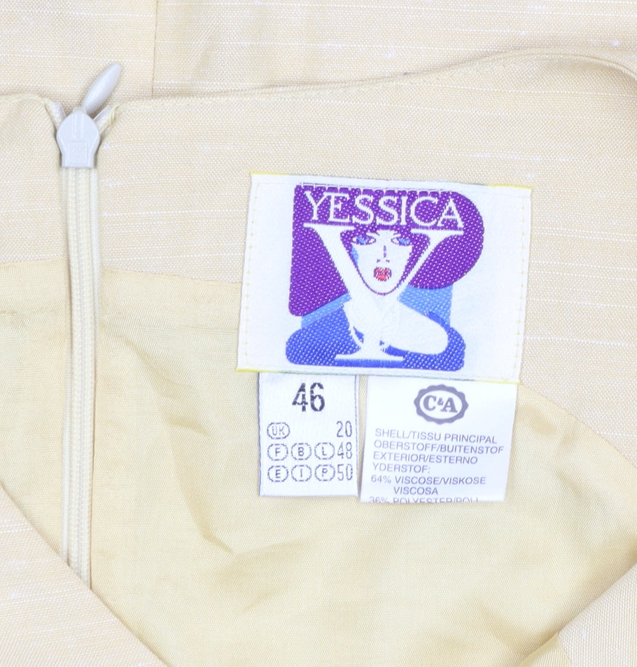 Yessica Women Yellow Knee Length Sleeveless Sheath Dress Size 20