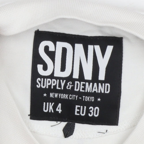Supply & Demand Women's Cropped Colourblock T-Shirt UK 4 White Pink