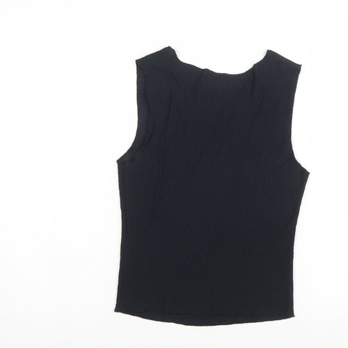 Topshop Tall Women's Black Beaded Sleeveless Camisole Top Size 8