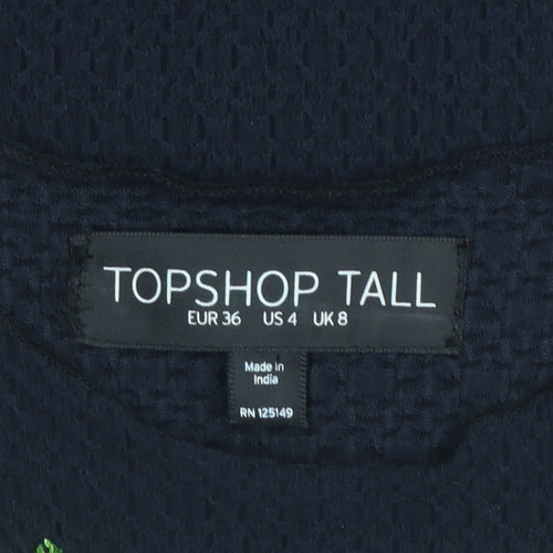 Topshop Tall Women's Black Beaded Sleeveless Camisole Top Size 8