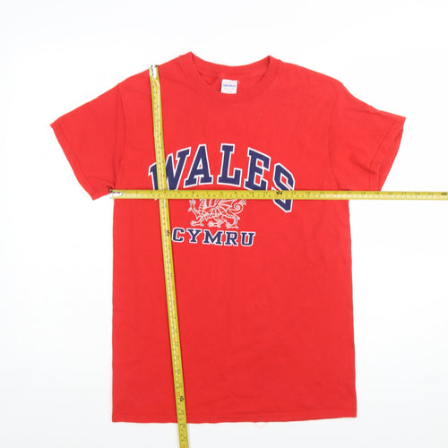 Gildan Men's Red Wales Cymru Graphic Heavy Cotton T-Shirt Size S