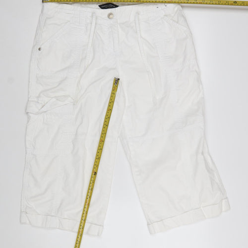 Dorothy Perkins Women's White Cargo Trousers Size 14 Cotton Summer Wear