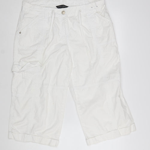 Dorothy Perkins Women's White Cargo Trousers Size 14 Cotton Summer Wear