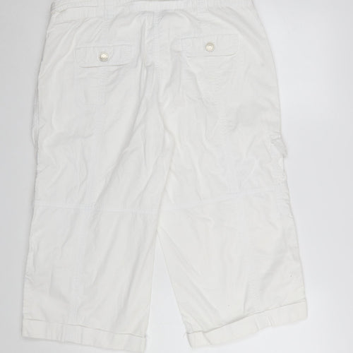 Dorothy Perkins Women's White Cargo Trousers Size 14 Cotton Summer Wear