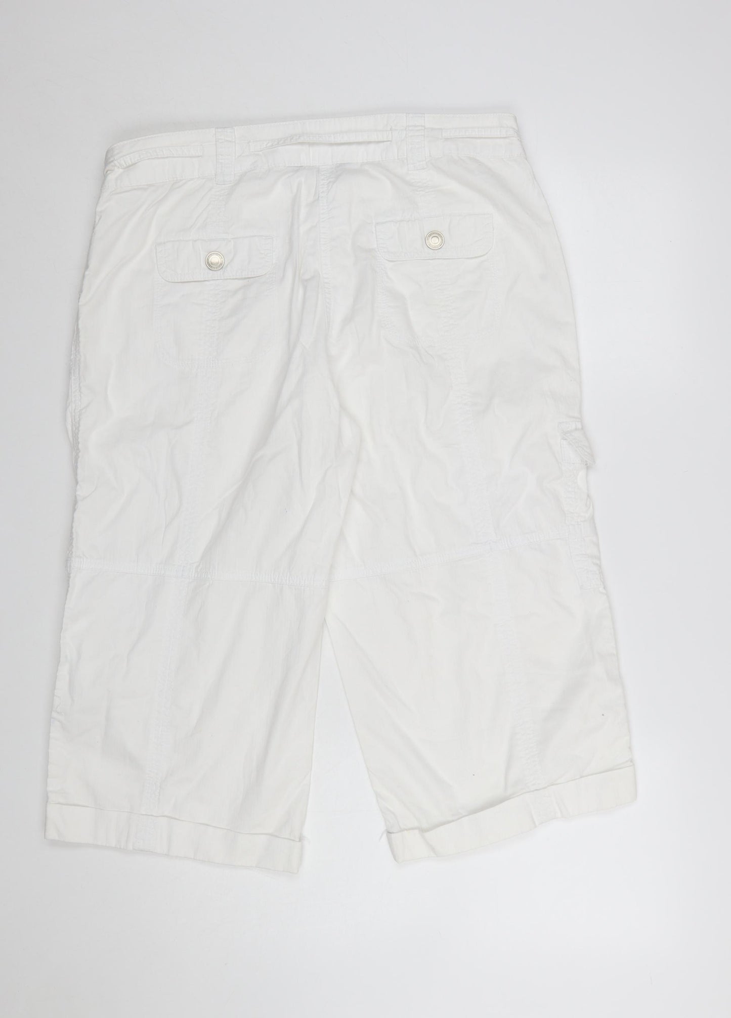 Dorothy Perkins Women's White Cargo Trousers Size 14 Cotton Summer Wear