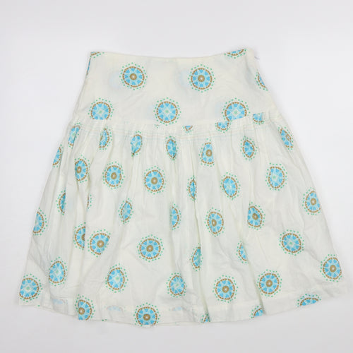 White Stuff Womens White Cotton A-Line Knee Length Skirt Size 10