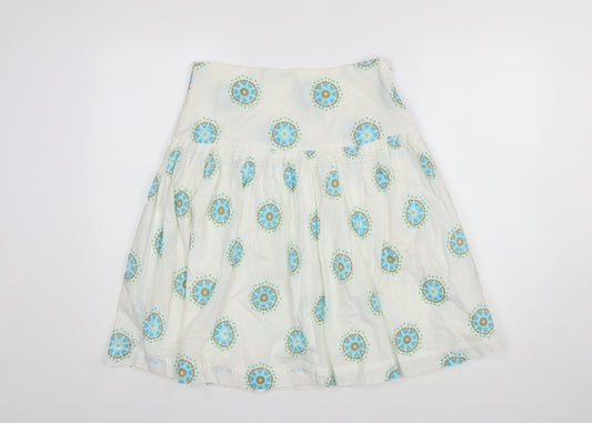 White Stuff Womens White Cotton A-Line Knee Length Skirt Size 10