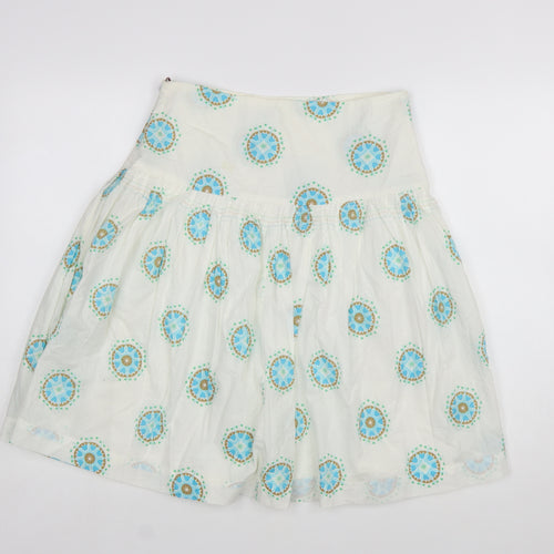 White Stuff Womens White Cotton A-Line Knee Length Skirt Size 10