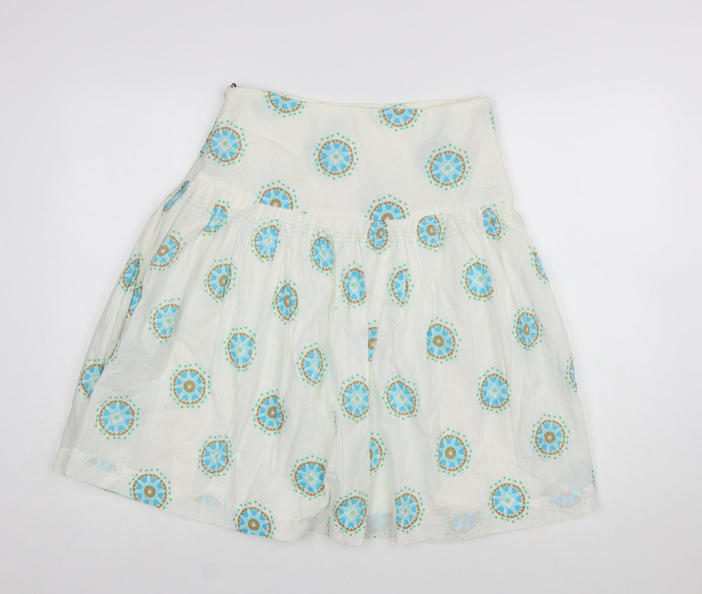 White Stuff Womens White Cotton A-Line Knee Length Skirt Size 10