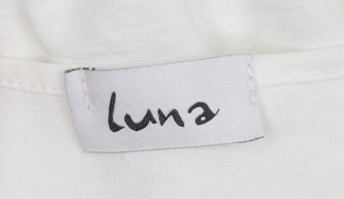 Luna Women's White Wrap Long Sleeve V-Neck Blouse L