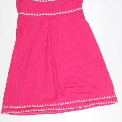 Monsoon Women’s Pink Embroidered Strapless Cotton Dress Size 16