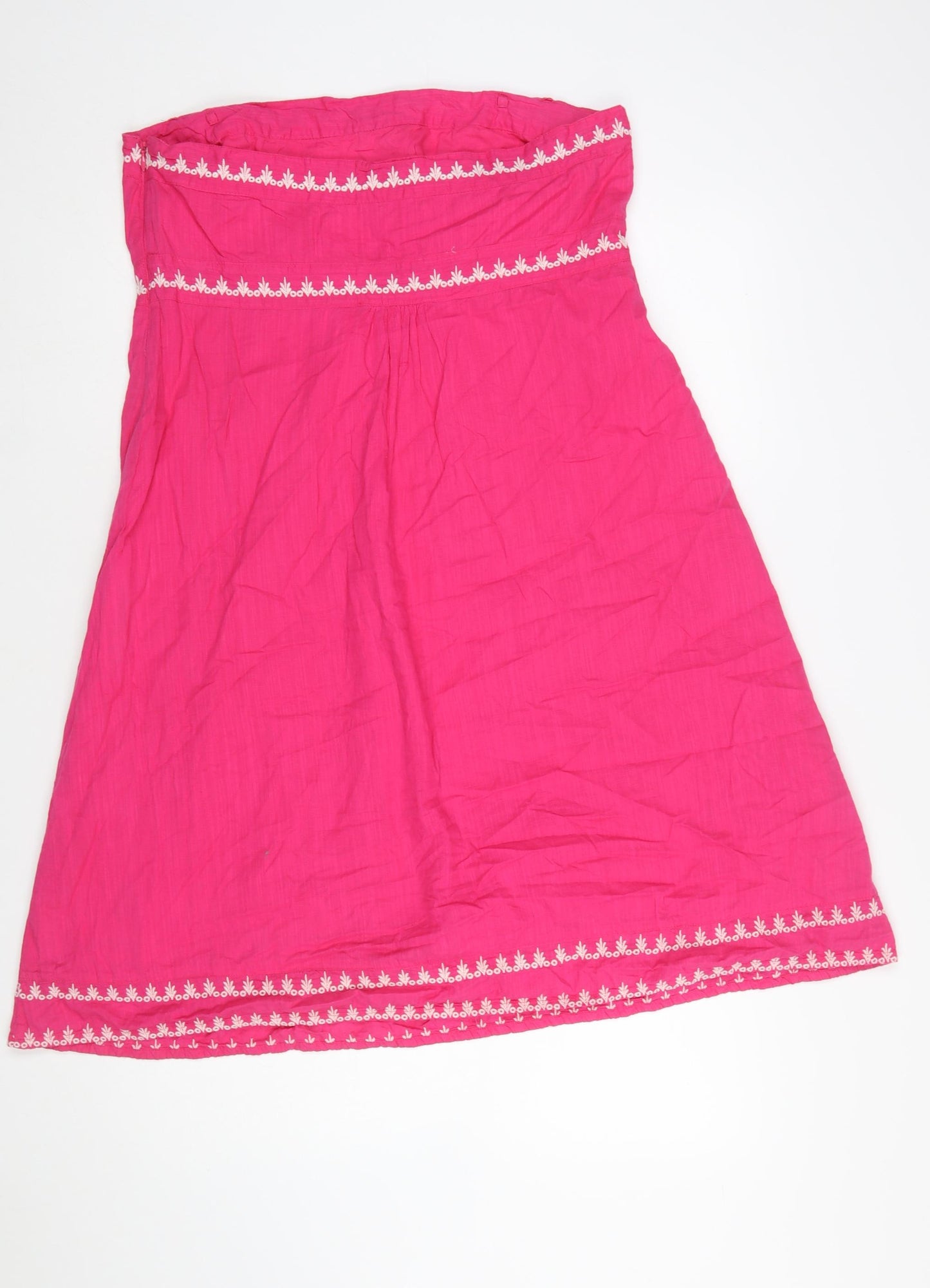 Monsoon Women’s Pink Embroidered Strapless Cotton Dress Size 16