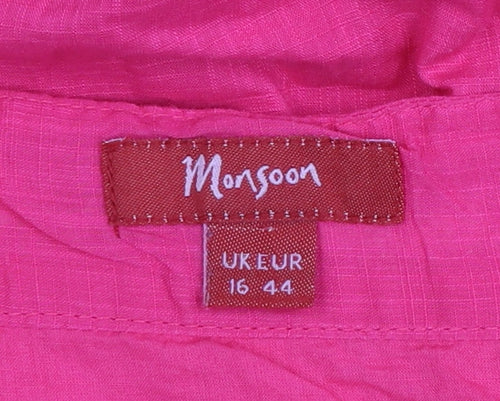 Monsoon Women’s Pink Embroidered Strapless Cotton Dress Size 16