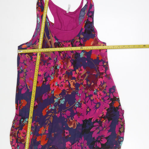E-vie Women's Multicoloured Floral Chiffon Tank Top Size 8