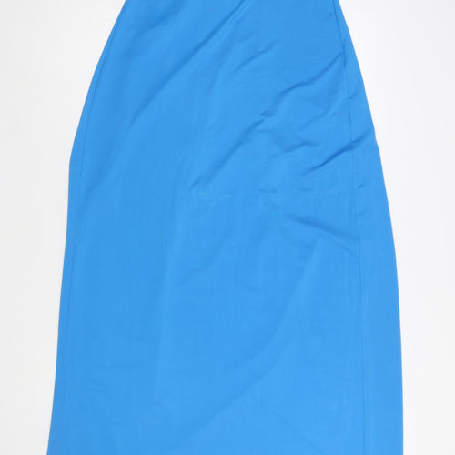 Select Women’s Blue Strapless Midi Dress Size 10 Ruched Tie Front