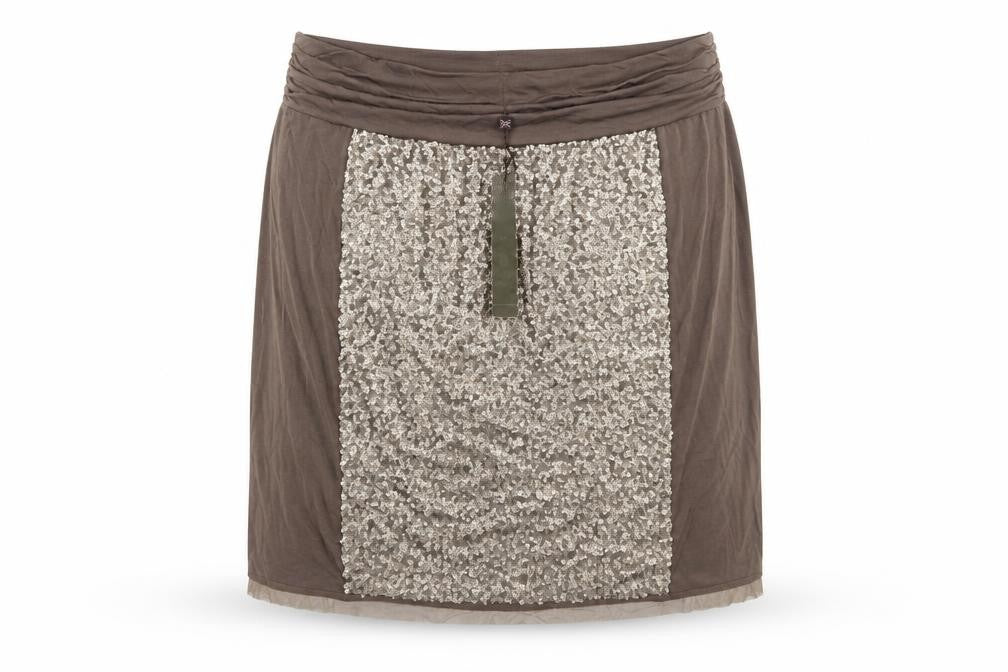 Front view of Phase Eight Women Brown Sequin Short Pencil Skirt, size L