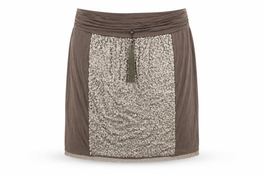 Front view of Phase Eight Women Brown Sequin Short Pencil Skirt, size L